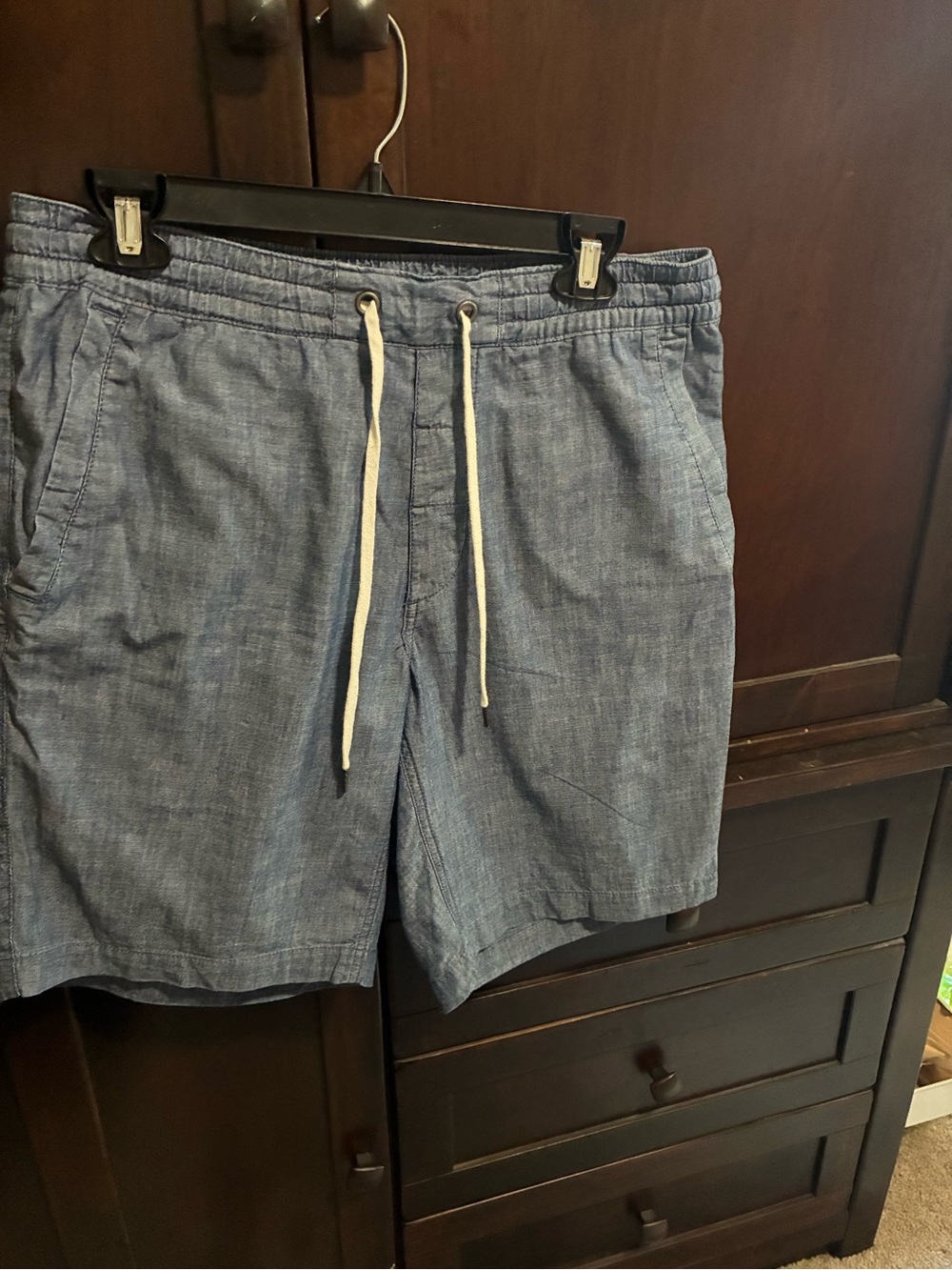 Ralph Lauren Chambray-Style Blue Drawstring Hybrid Shorts